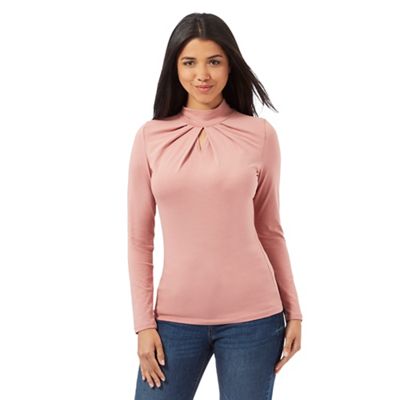 Red Herring Light pink pleated turtle neck top
